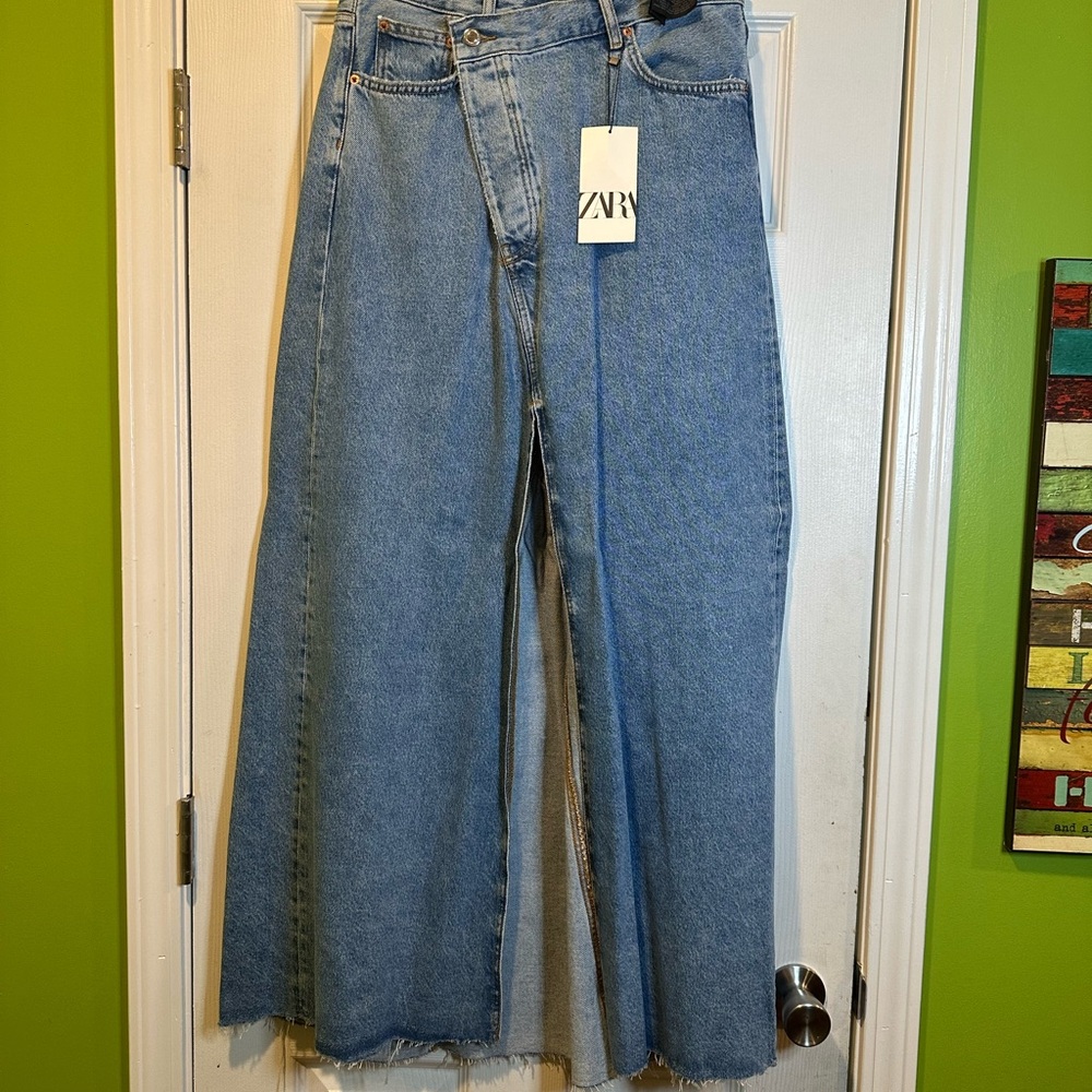 Zara Women's Denim Wide-Leg Jeans